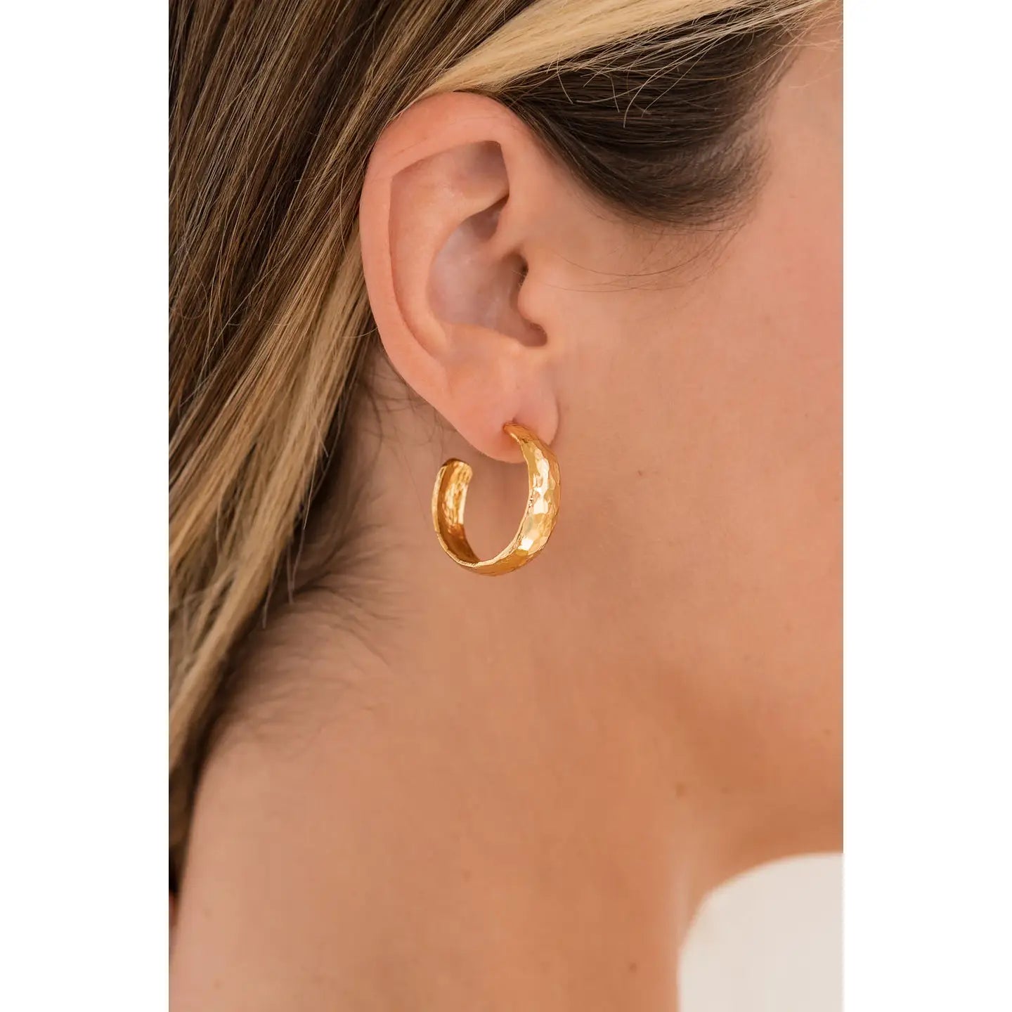 Brenda Grands Hammered Hoops