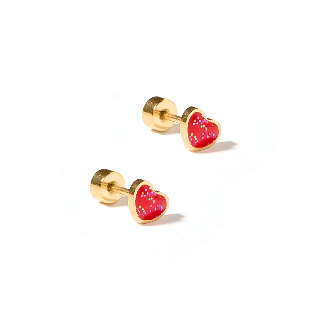 Screwback Stud - Nora Heart - Red