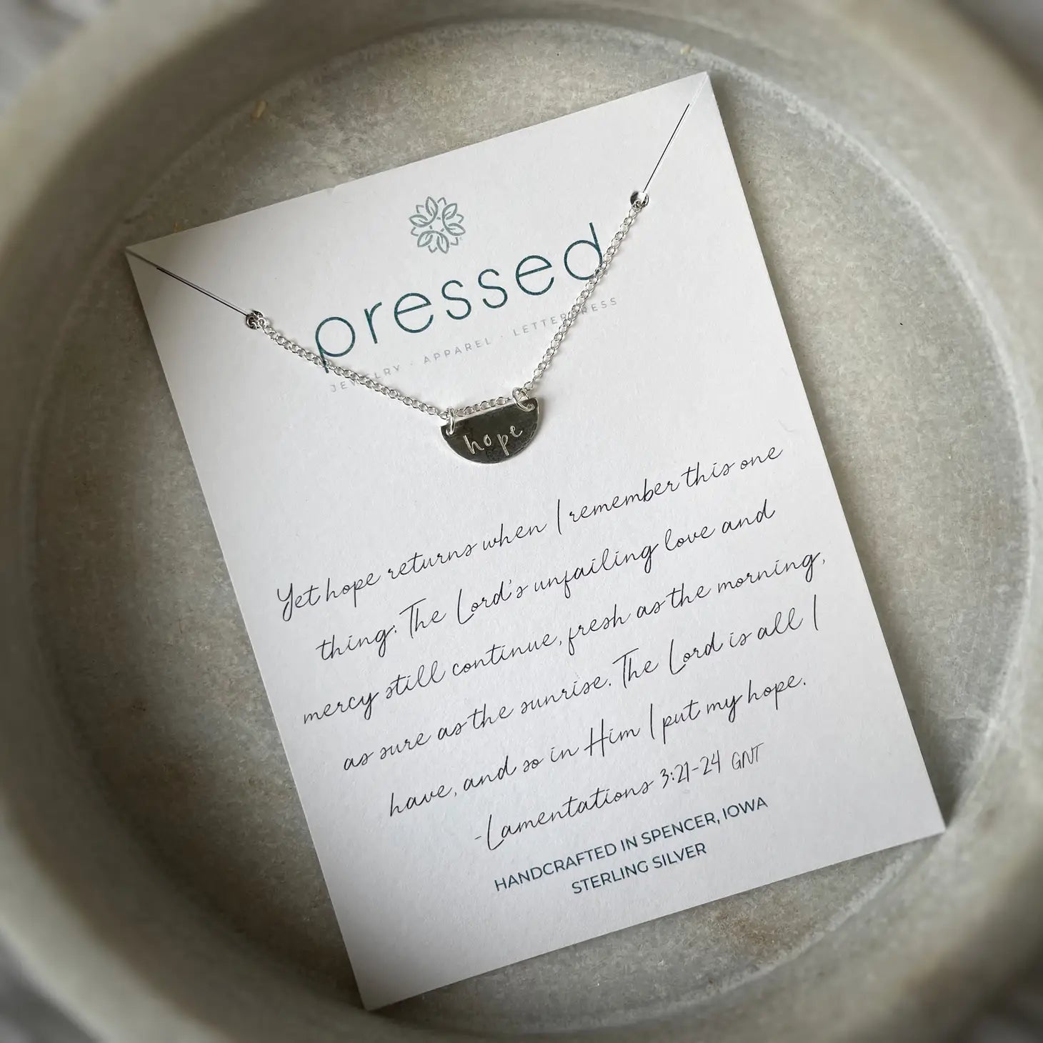 Yet Hope Returns Necklace from Pressed