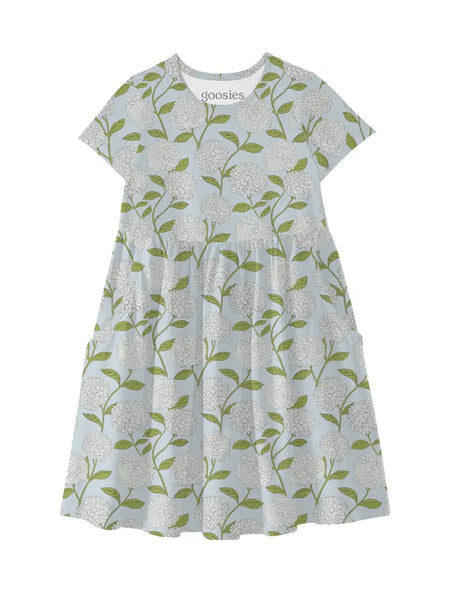 Hydrangeas - Short Sleeve Pocket Dress