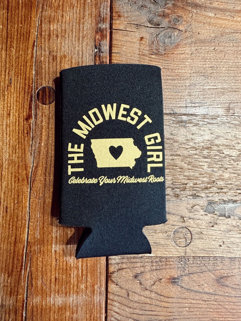 The Midwest Girl Iowa Can Cooler-Black