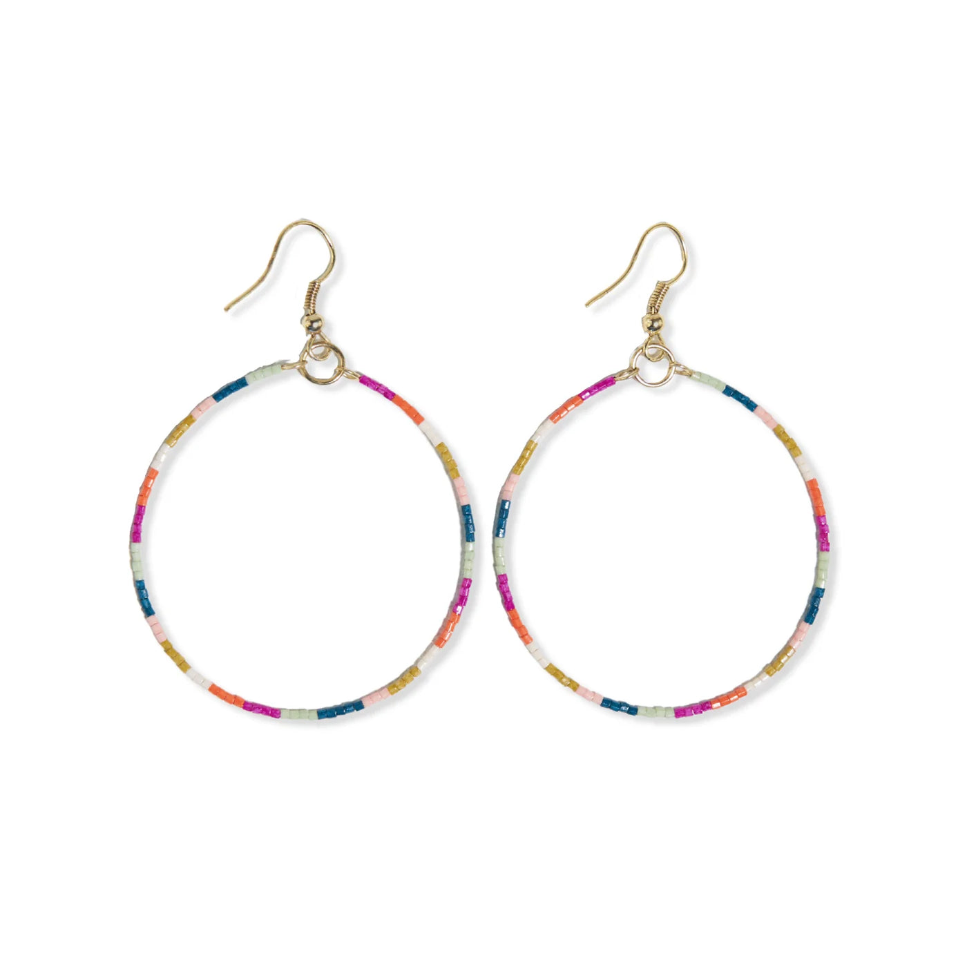 Kelly Color Block Beaded Hoop Earrings Rainbow