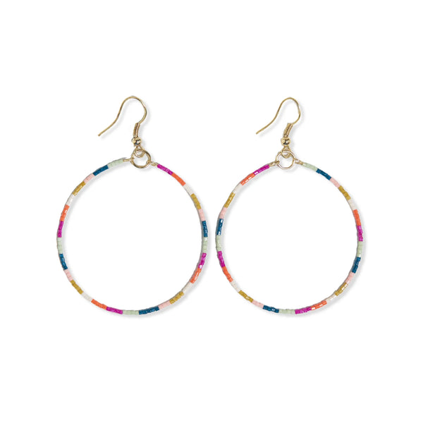 Kelly Color Block Beaded Hoop Earrings Rainbow