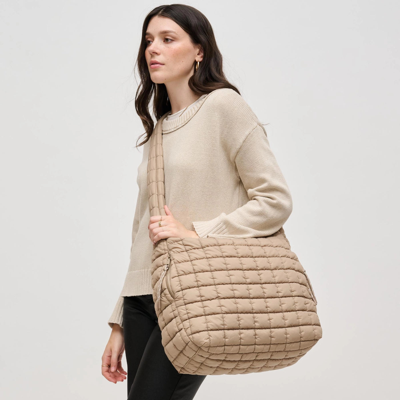 Leda Quilted Hobo Bag