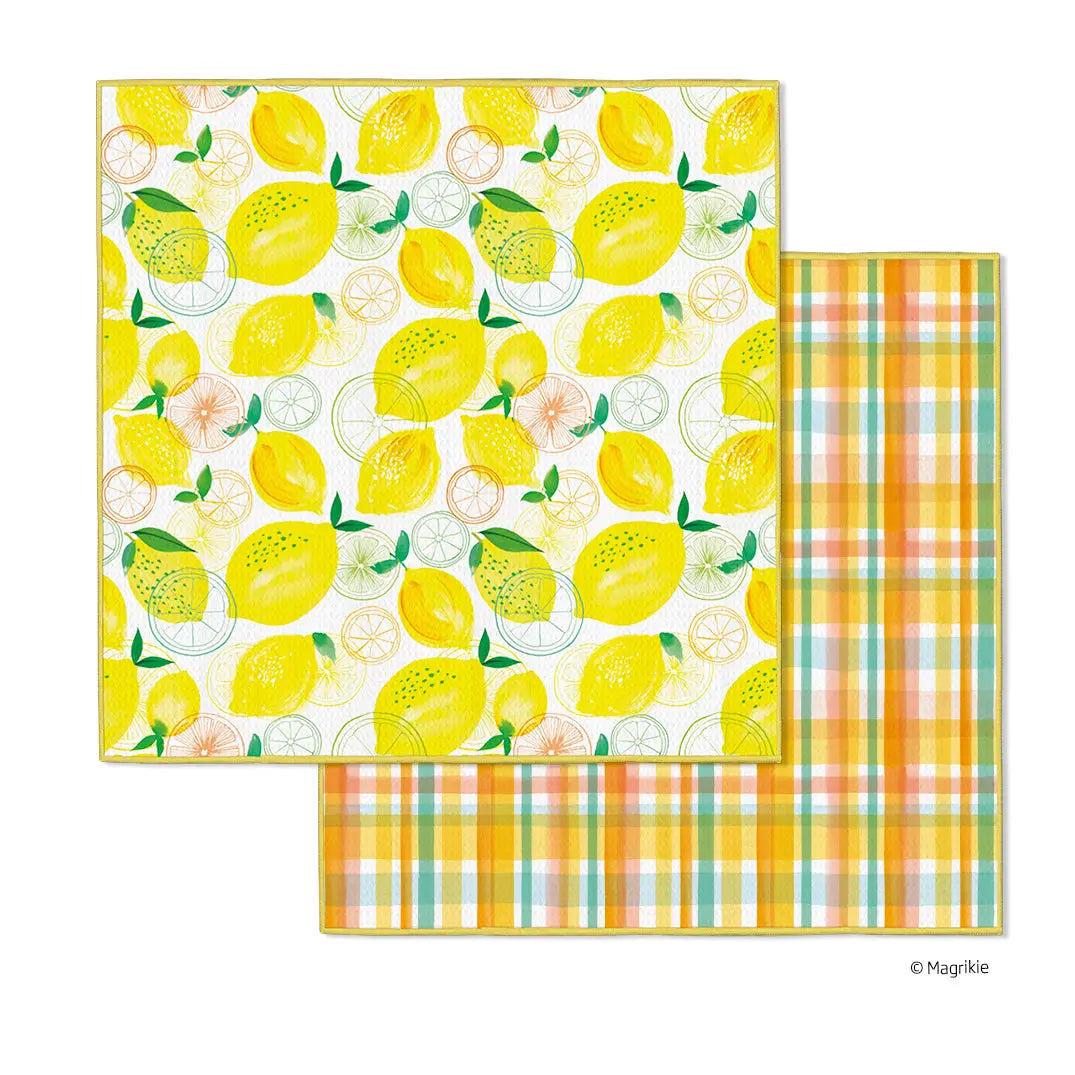 Lemon Plaid Microfiber Dishcloths