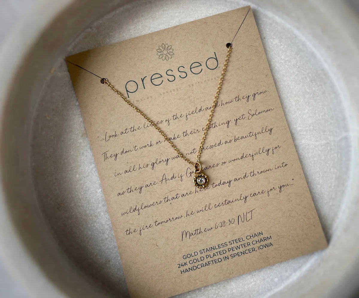 Pressed Consider The Lilies Necklace