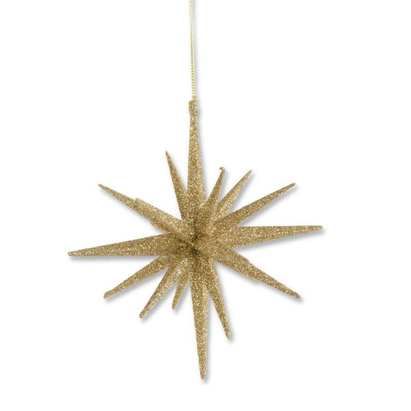 6 Inch 18 Point Gold Glitter Star Ornament