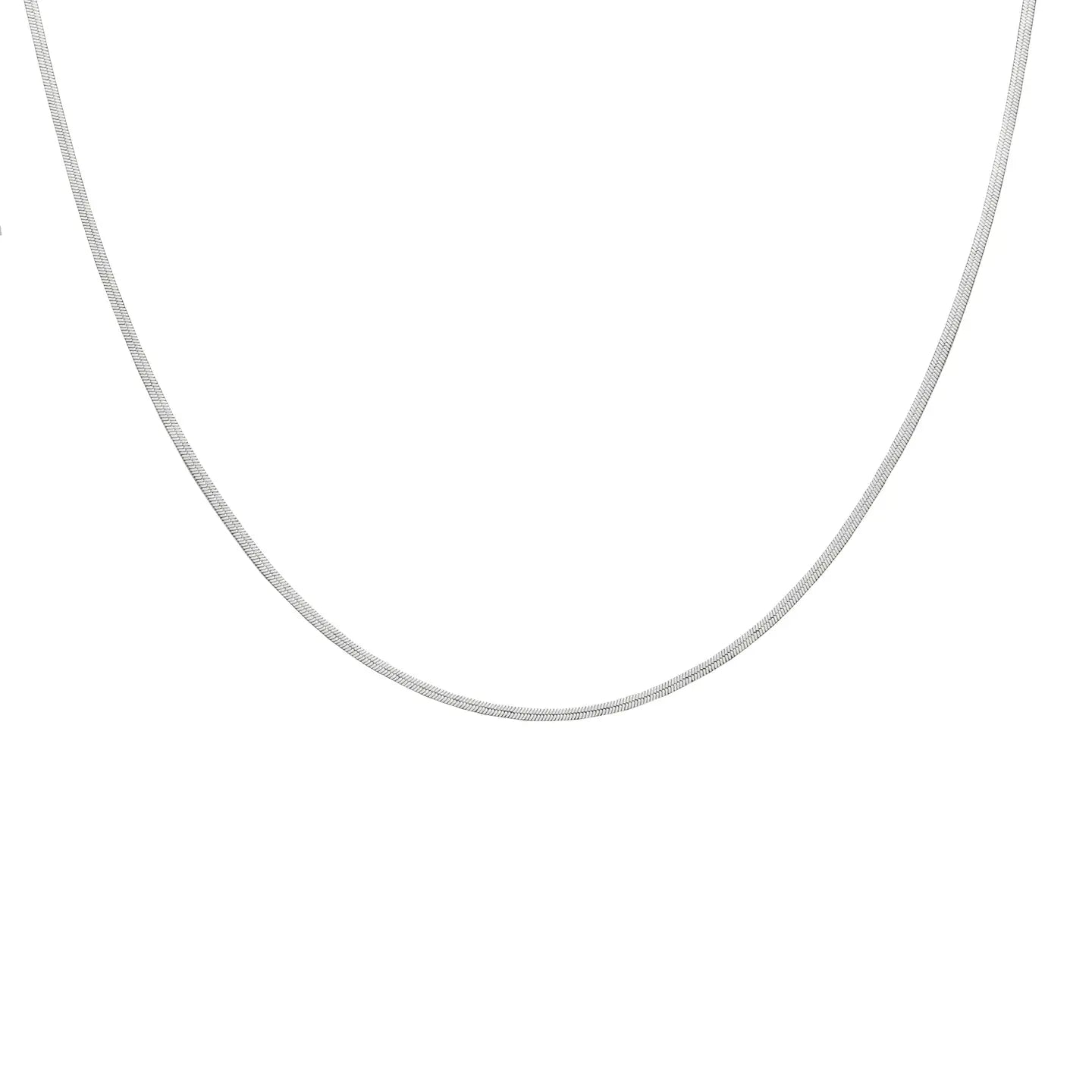 Waterproof Silver Micro Herringbone Necklace