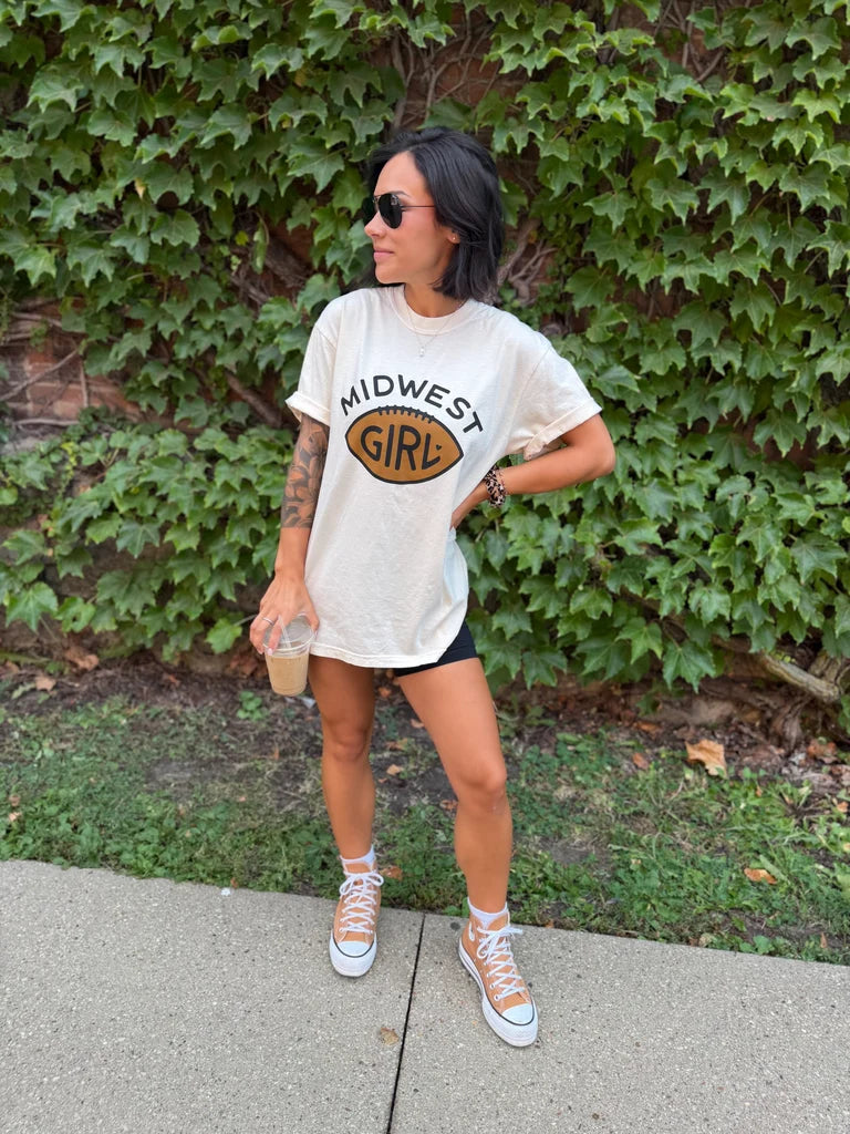 The Midwest Girl Football Tee | Ivory