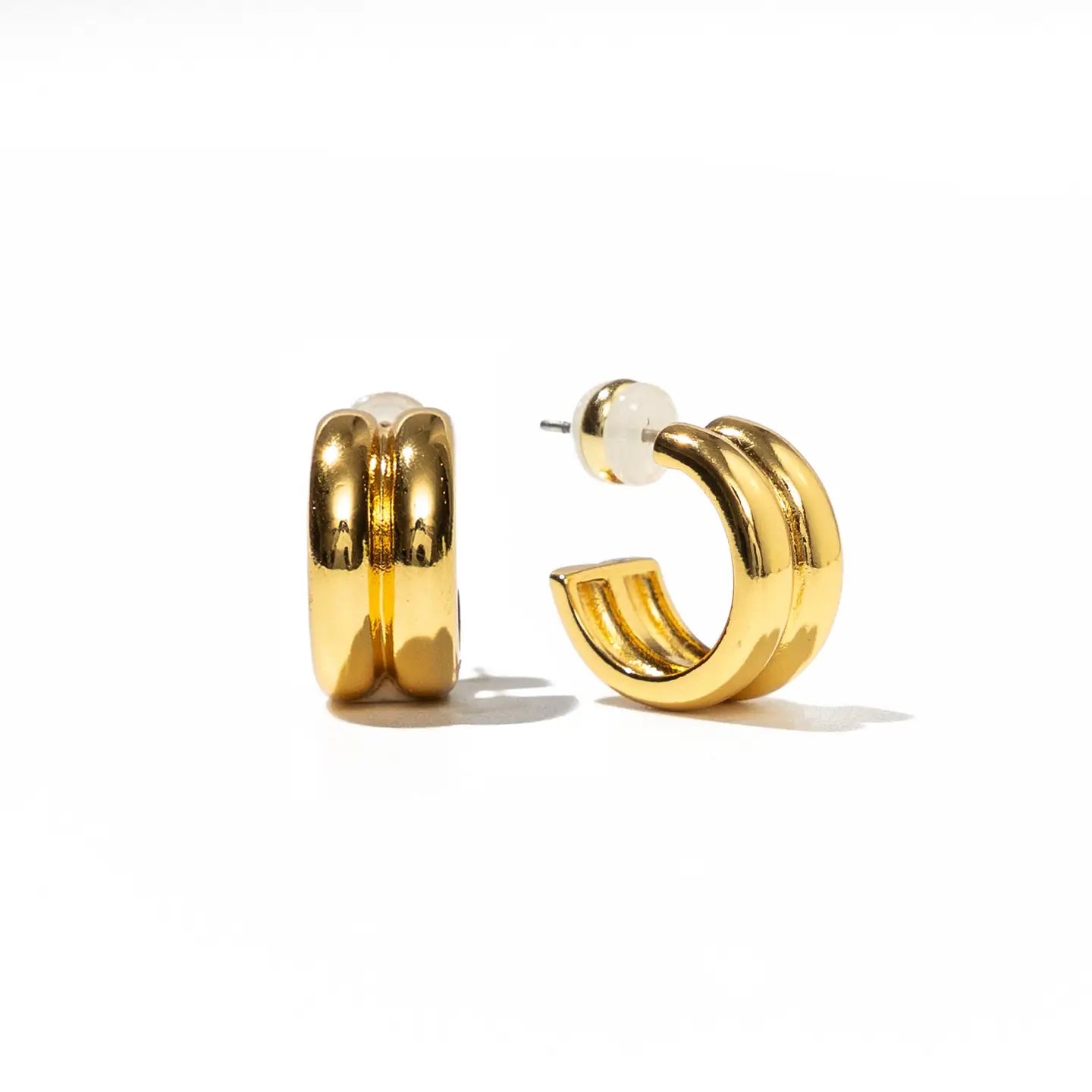 18K Gold Mini Twin Hoops