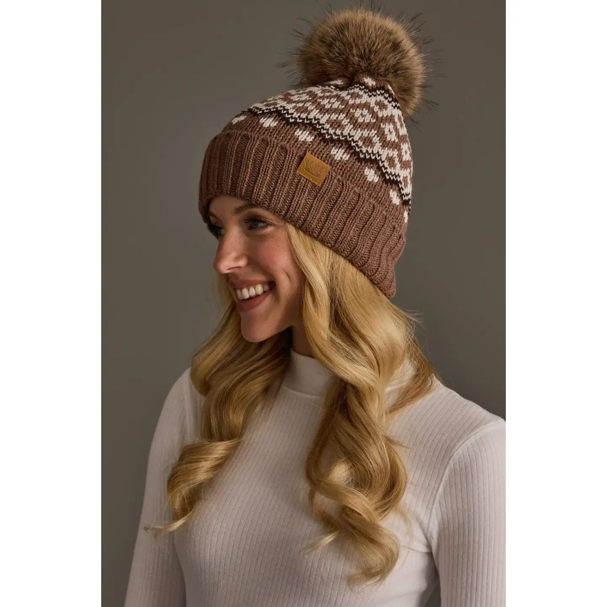 Mocha, Lt. Taupe & Brown Patterned Pom
