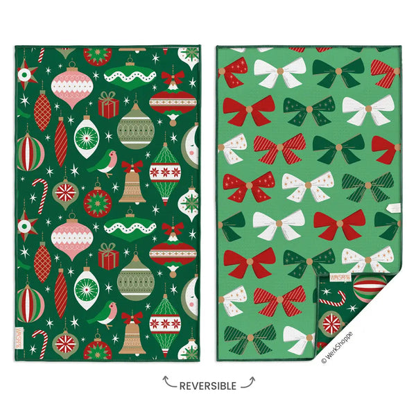 Ornaments & Bows Christmas Microfiber Towel