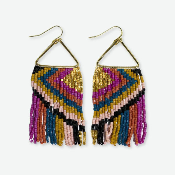 Paige Ascending Diamon Fringe Earrings: Ink & Alloy