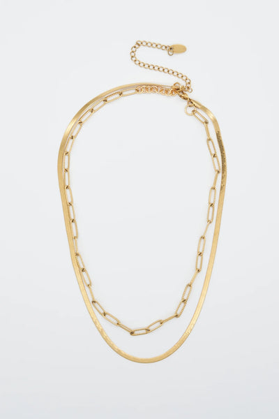 Brenda Grands Paperclip + Snake Layered Necklace