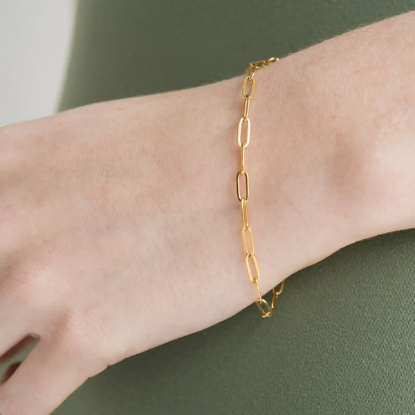 18K Gold Paperclip Bracelet