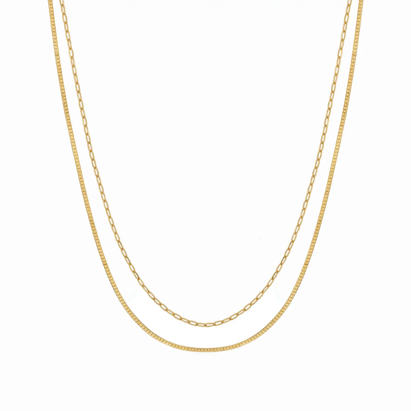 Waterproof Gold Double Layer Paperclip Necklace