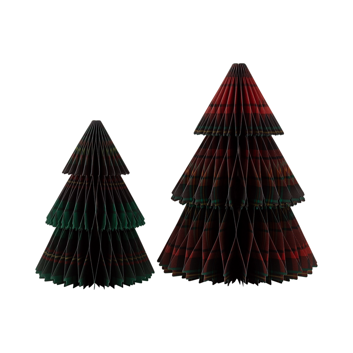 Red and Green Plaid Honeycomb Tree Set