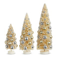 Snowy Bottle Brush Trees w/ Ornaments Off White