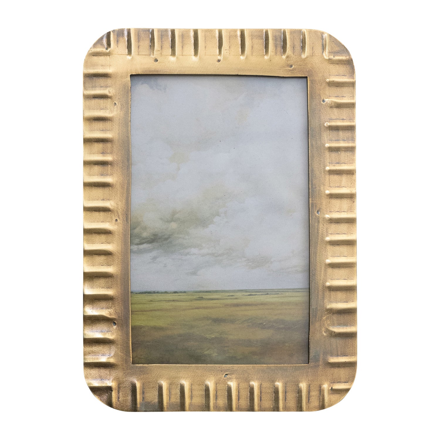 Antique Brass Ribbed Photo Frame