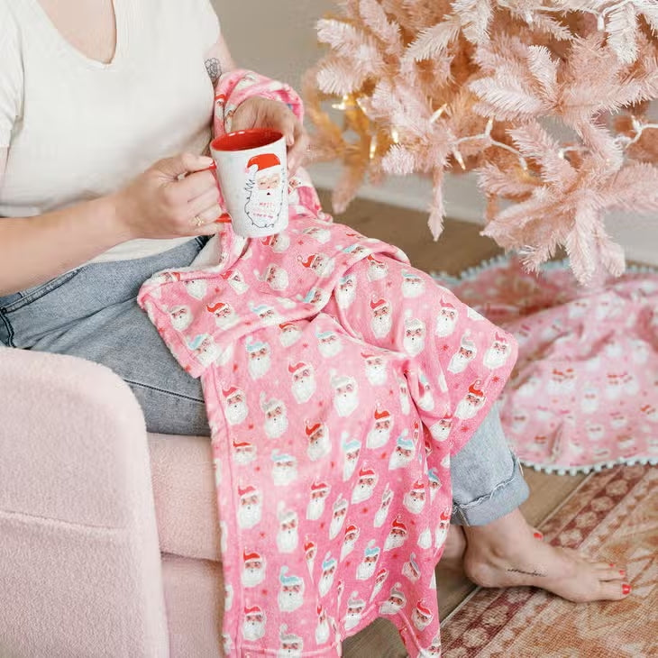 Doe A Deer Design Santa 30x40 Blanket + Bag Set Rendered Unique