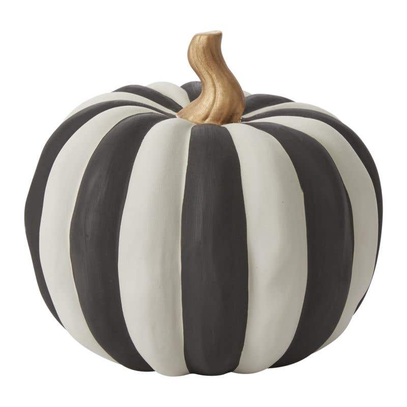 Black + White Striped Short Pumpkin
