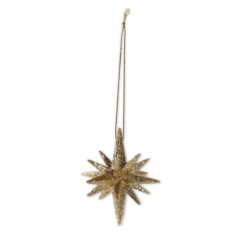 2.5 Inch 9 Point Gold Glitter Star Ornament