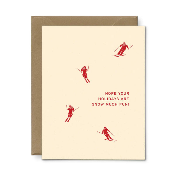Snow Much Fun Ski Holiday Greeting Card