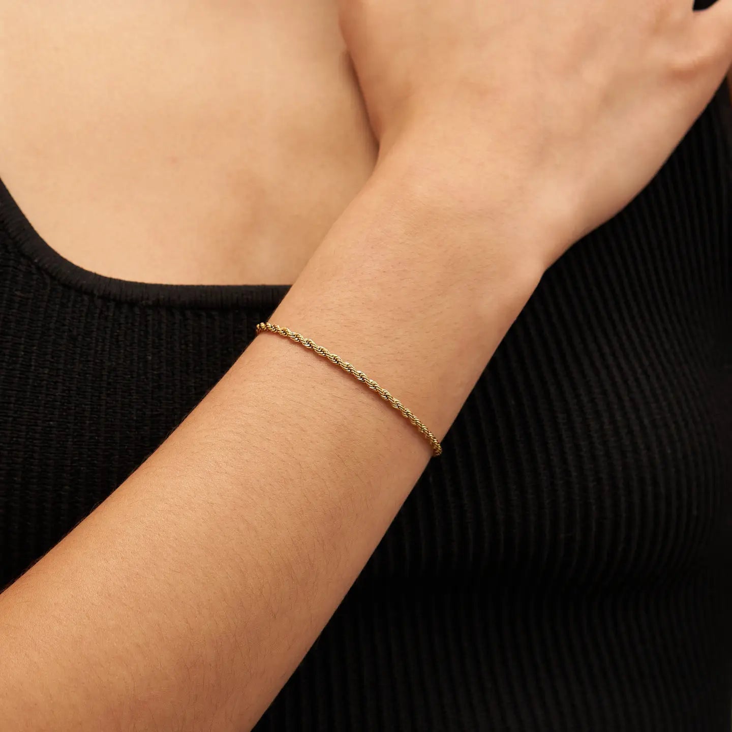 Waterproof Gold Staple Rope Chain Bracelet