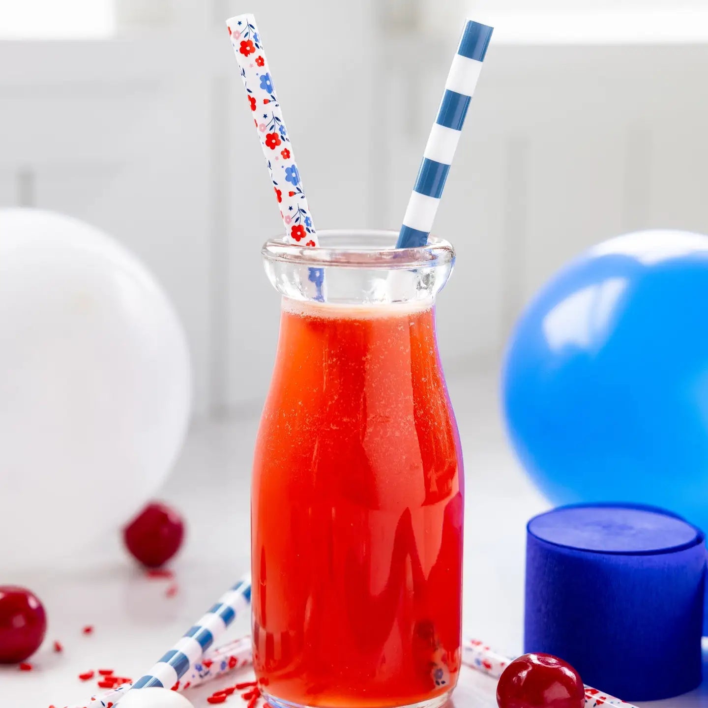 Patriotic Floral Reusable Straws