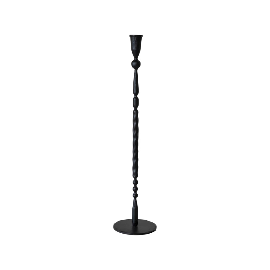 Hand-Forged Cast Iron Taper Holder, Black Tall