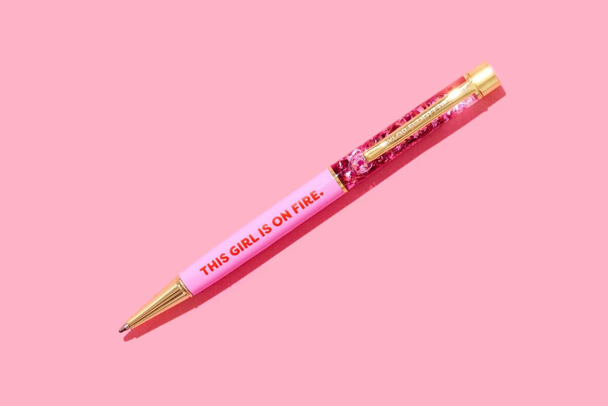 Pen - "This Girl Is On Fire" - Pink w/ Pink Confetti