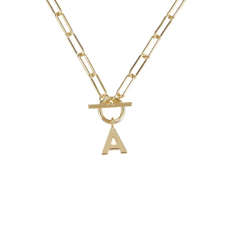 Toggle Initial Necklace- Gold