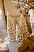 Snowy Bottle Brush Trees w/ Ornaments Off White