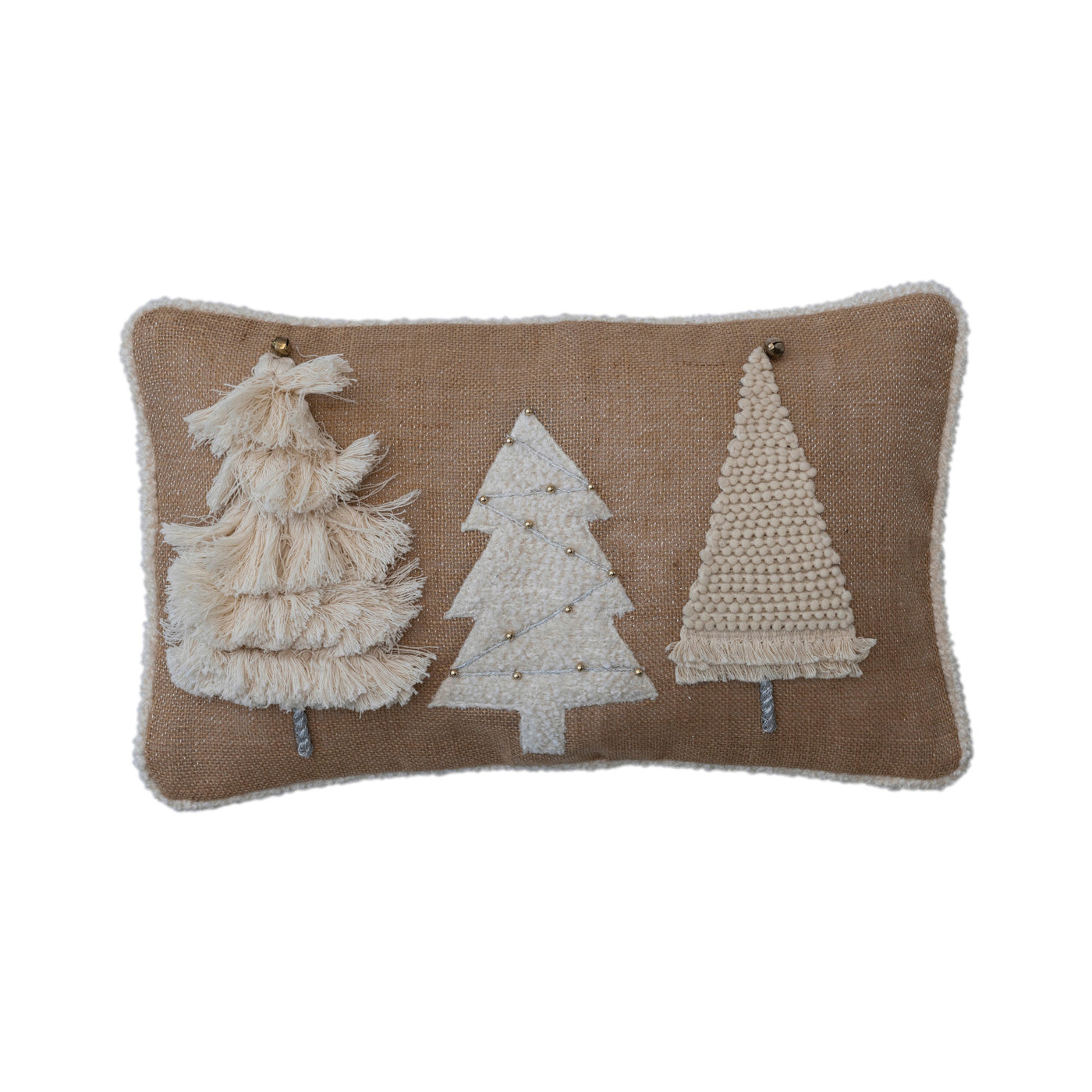 Embroidered Tree Pillow- Natural & Cream
