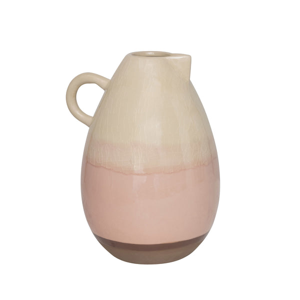 Ceramic Crackle Glaze Vase | Pink & Cream