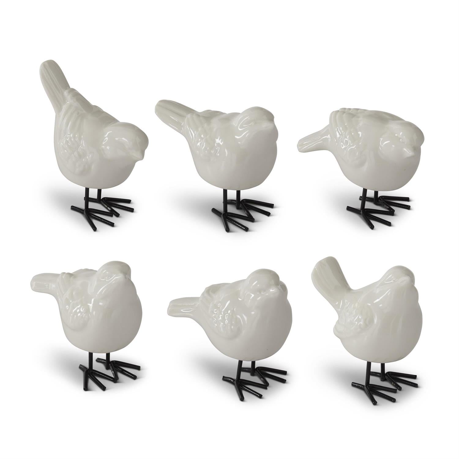 Assorted 2.5 Inch White Porcelain Birds