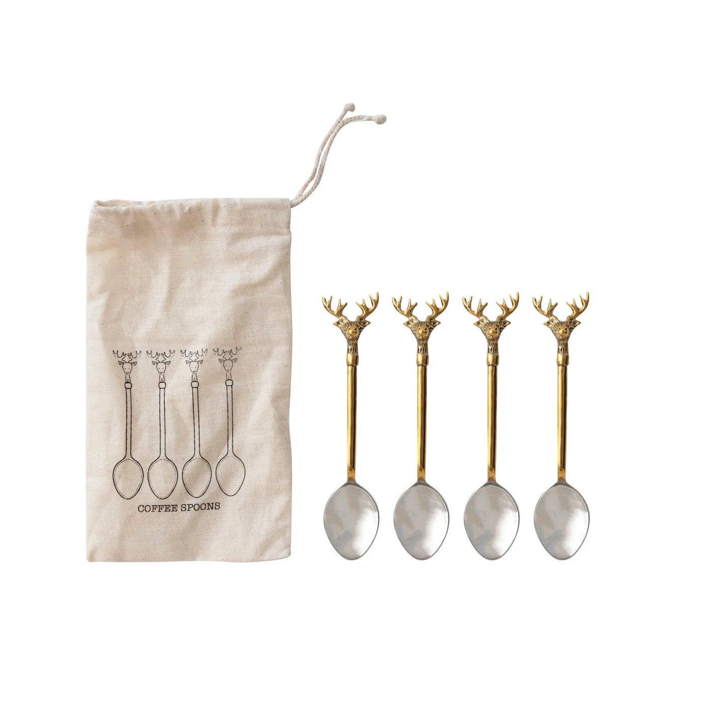 Stainless Steel & Brass Spoon Set-Deer