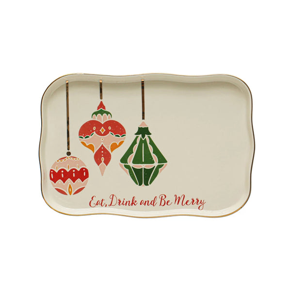 Stoneware Tray w/ Ornaments