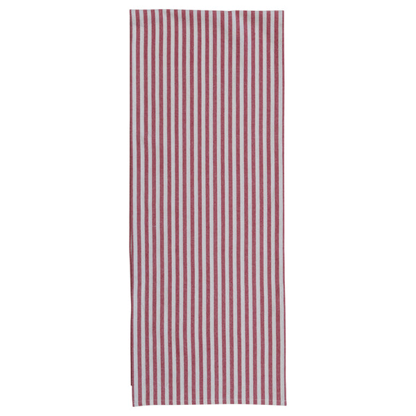 72"L x 14"W Woven Cotton Table Runner w/ Stripes, Red & White
