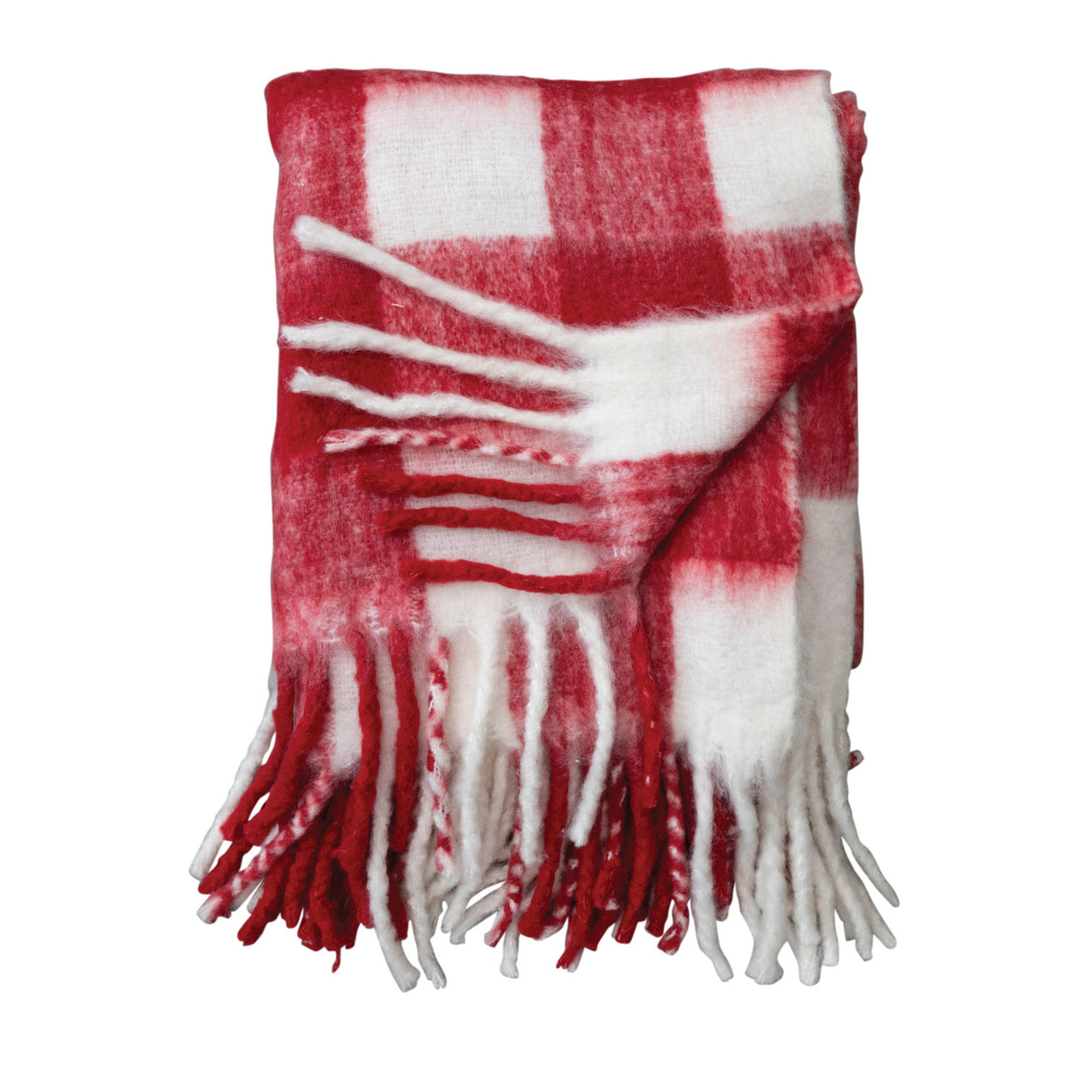 Red & White Plaid Throw Blanket