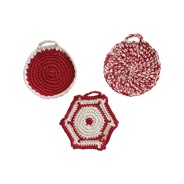 Cotton Crocheted Pot Holders- 3 Colors