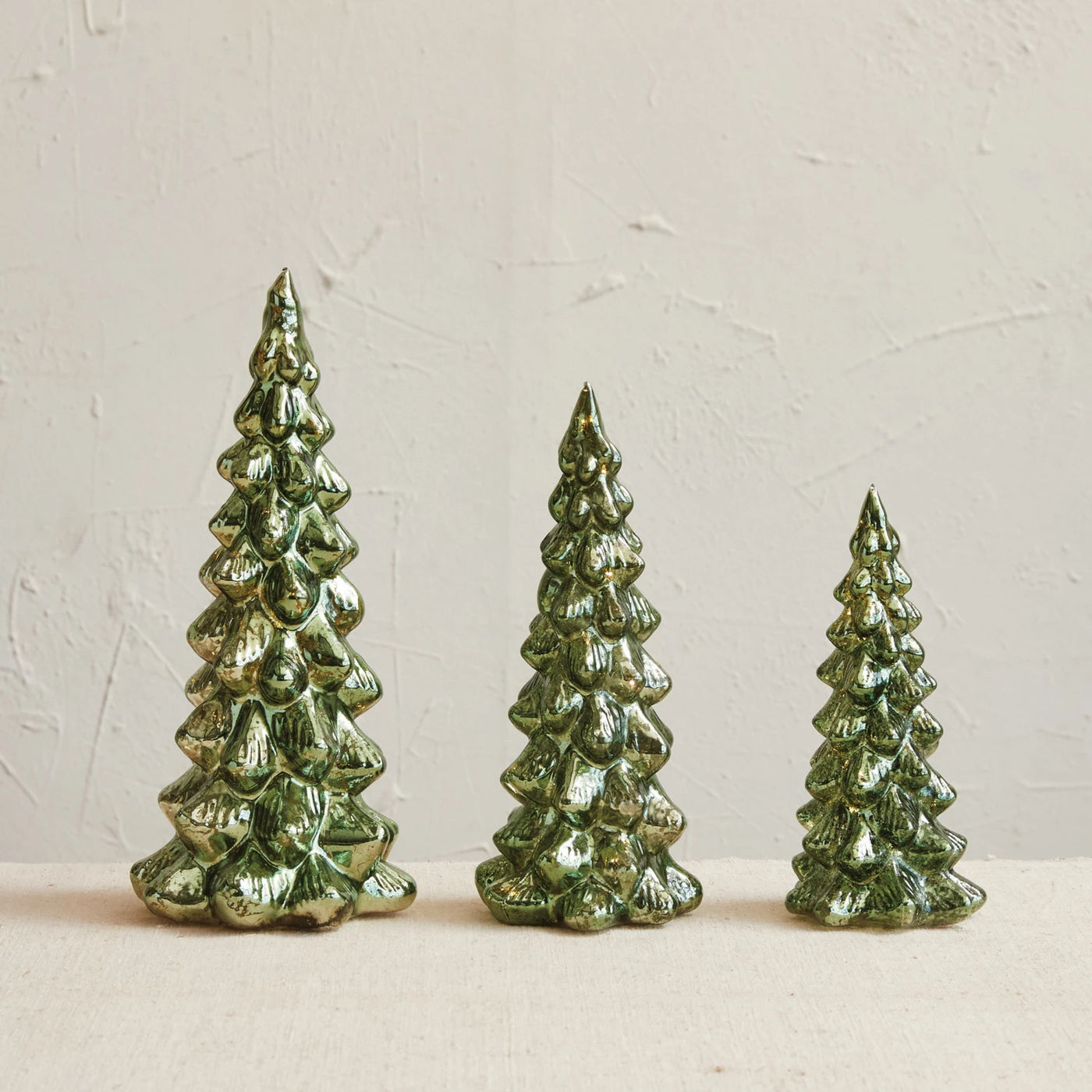 LED Mercury Glass Trees-Green