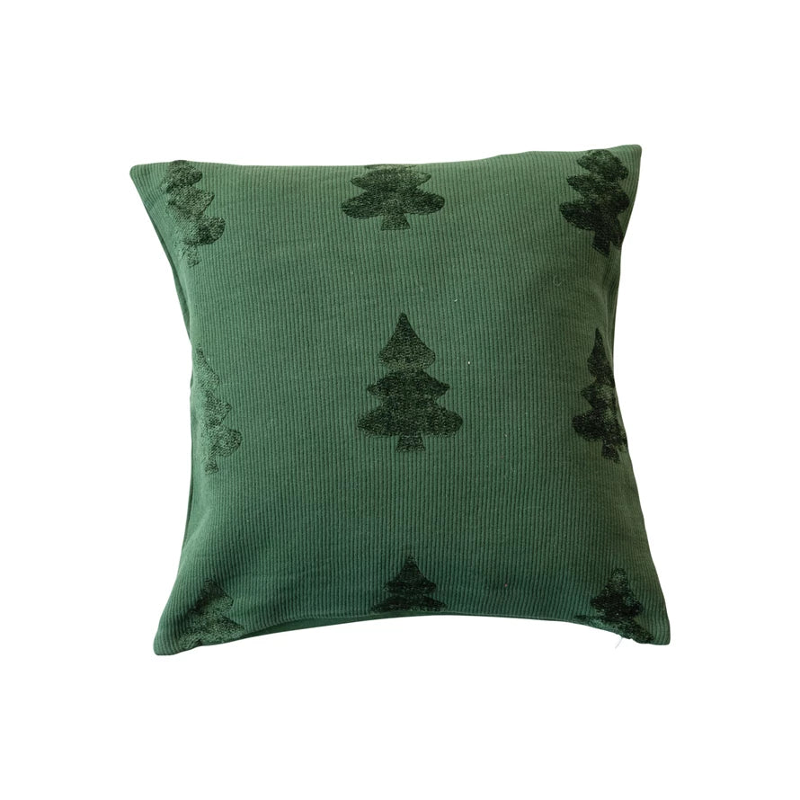 Jacquard Pillow w/ Trees- Green