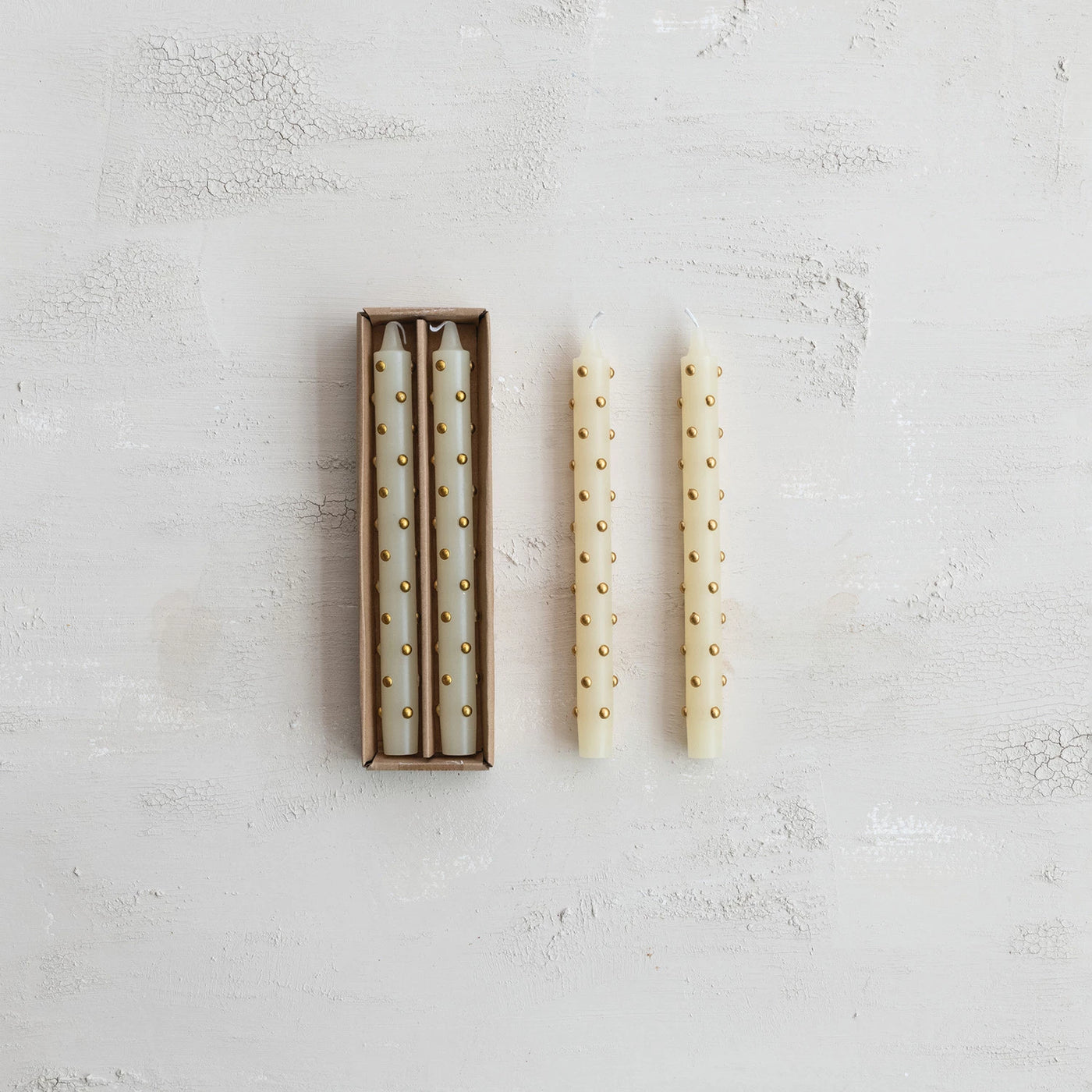 Taper Candles w/ Gold Dots