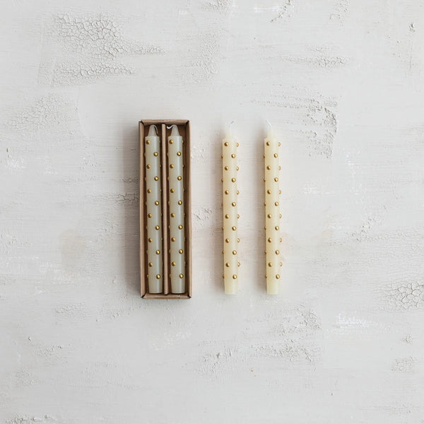 Taper Candles w/ Gold Dots