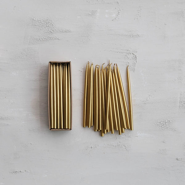 Unscented Thin Taper Candle-Gold