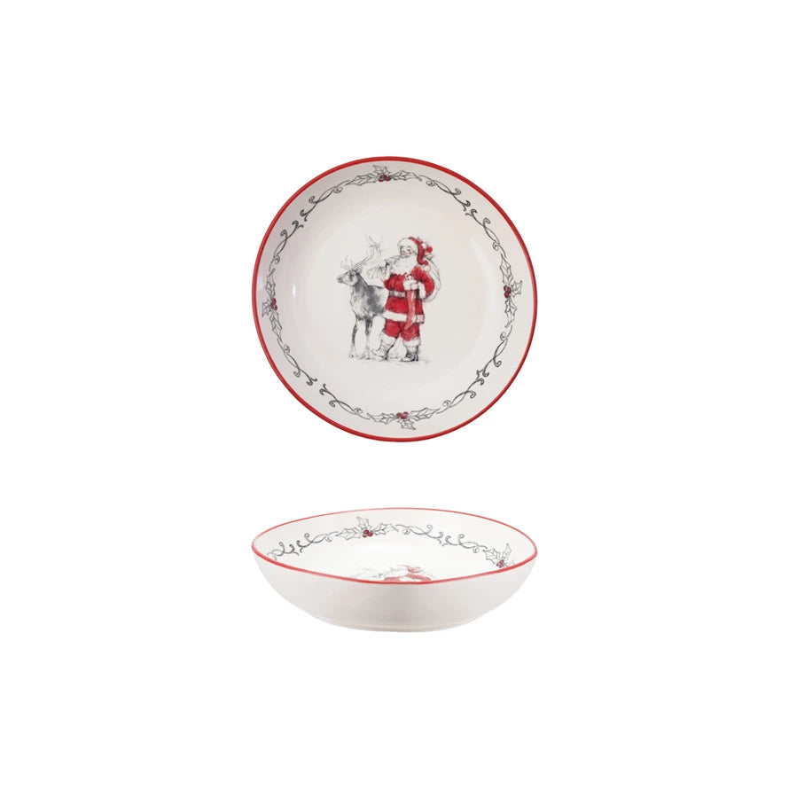 Stoneware Bowl w/ Vintage Santa