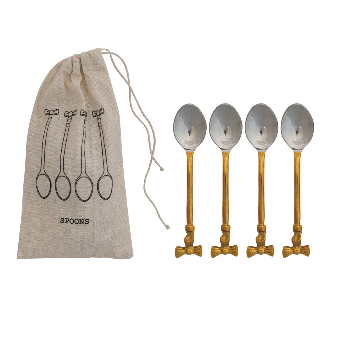 Mini Spoons w/ Gold Finish Bow Handles