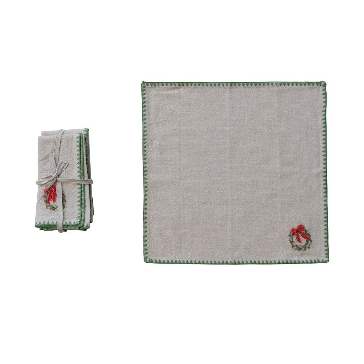 Embroidered Napkins w/ Wreath