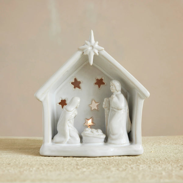 Stoneware Nativity Tealight